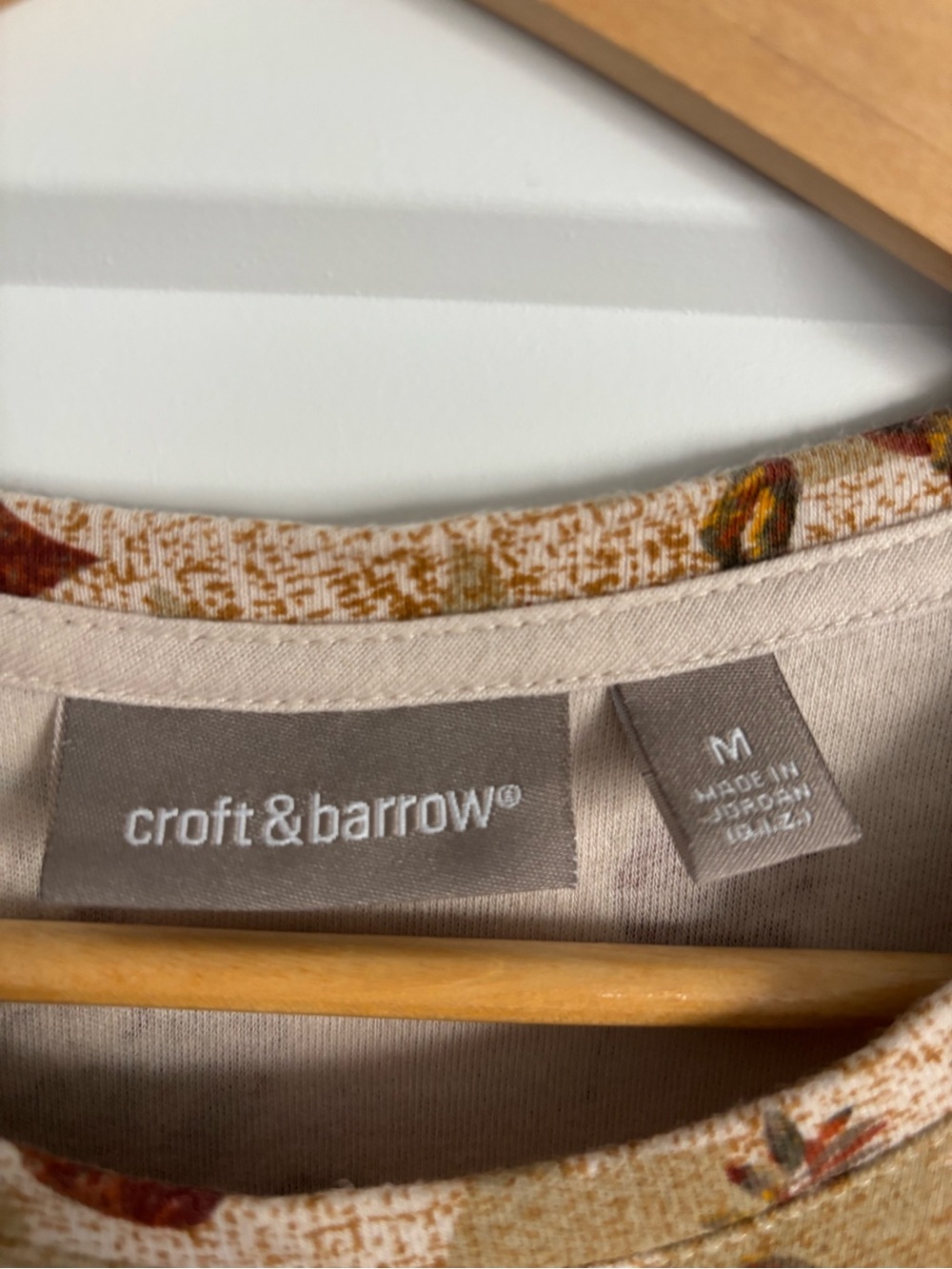 croft & barrow Beige Long Sleeve Floral Tee with Orange and Brown Accents - Picture 2 of 6